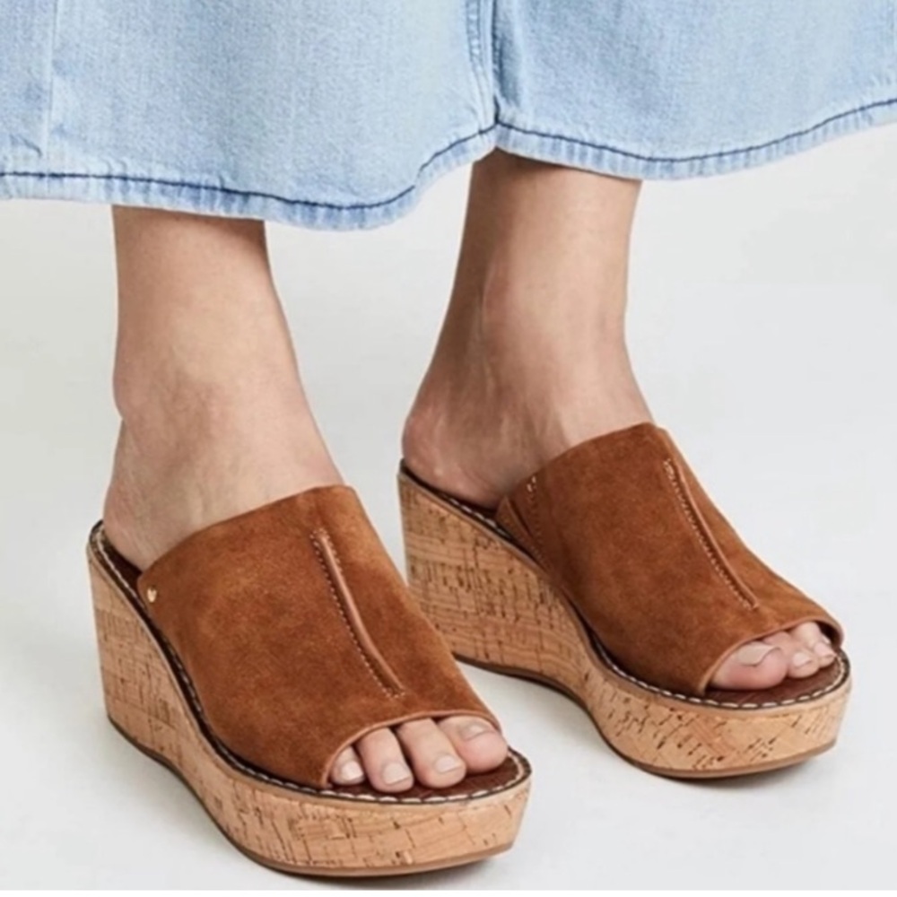 NEW SAM EDELMAN Ranger Brown Suede Platform Sandal